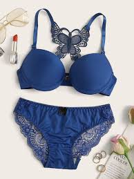 Butterfly Printed Cloud Front Open Padded Bra and Panty Set